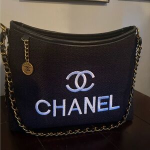Chanel Black and Gold Chain Shoulder Bag